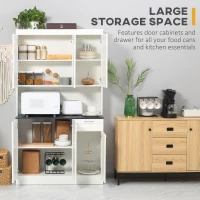 HOMCOM 71" Kitchen Pantry Cabinet, Storage Buffet with Hutch, Adjustable Shelves for Living Room, High Gloss White(m-4)