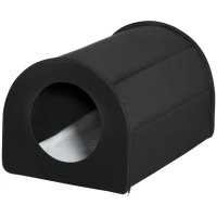 PawHut Dome Heated Cat House Portable and Waterproof Pet Shelter for Kitty in Winter, Black(m-11)