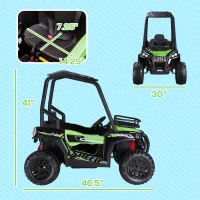 Aosom 12V Kids UTV with Music, Lights, MP3/USB, Suspension System, Remote Control, Green(m-3)