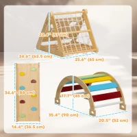 Qaba 7 in 1 Pikler Triangle Set with Ramp, Arch Ladder, for 18-48 Months, Multicolour(m-3)