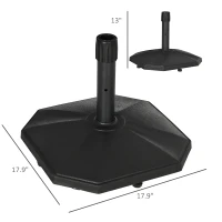 Outsunny 48lbs Patio Umbrella Base, Concrete, 18" Outdoor Umbrella Stand Holder for Parasol Poles 1.34", 1.5", and 2" Dia., Black(m-3)
