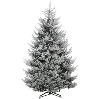 HOMCOM 9 FT Artificial Christmas Tree, Flocked Hinged Xmas Tree with 1939 Tips, Steel Base, Auto Open, Green(m-1)