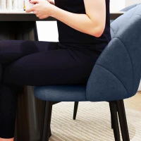 HOMCOM Modern Dining Chairs Set of 4, Upholstered Dining Room Chairs with Metal Legs, Shell Backrest, Padded Seat, Blue(m-9)