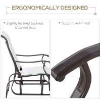 Outsunny Outdoor Glider Chair, Gliders for Outside Patio with Steel Frame and Mesh Fabric for Backyard, Garden, and Porch, White(m-7)