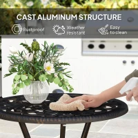 Outsunny 3 Pieces Cast Aluminum Bistro Set, Outdoor Patio Furniture Set with Umbrella Hole for Garden Balcony, Bronze(m-5)