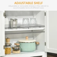 HOMCOM 63" Small Buffet with Hutch, 4-Door Kitchen Pantry, Freestanding Storage Cabinet with Adjustable Shelf for Dining Room, Living Room, White(m-6)
