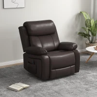 HOMCOM PU Leather Reclining Chair with Vibration Massage Recliner, Swivel Base, Rocking Function, Remote Control, Brown(m-1)