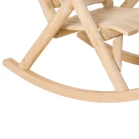 Outsunny Outdoor Wooden Rocking Chair, Single-Person Rustic Adirondack Rocker with Slatted Seat, High Backrest, Armrests for Patio, Garden and Porch, Natural(m-9)