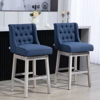 HOMCOM Swivel Bar Stools Set of 2, 30" Bar Height Stools with Linen Upholstery and Button Tufted Design for Kitchen(m-10)