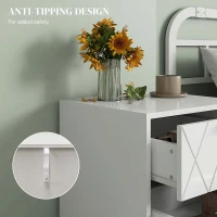 HOMCOM Modern Bedside Table, Accent Nightstand with 2 Drawers, Bed End Table for Bedroom, Living Room, White(m-7)