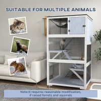 PawHut Catio, Outdoor Cat Enclosure House on Wheels with Hammock, Gray(m-8)