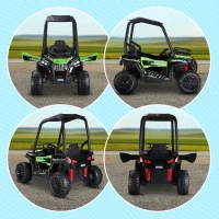 Aosom 12V Kids UTV with Music, Lights, MP3/USB, Suspension System, Remote Control, Green(m-8)