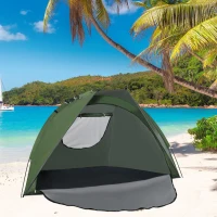 Outsunny Pop Up Tent, Beach Tent, UV Protected Sun Shelter with Carry Bag and Ground Stakes for 2-3 Person, Green(m-8)