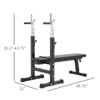 Soozier Adjustable Weight Bench With Barbell Rack, Folding Strength Training Lifting Home Gym, Leather Padded Workout Stand(m-3)