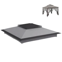 Outsunny 11' x 11' Replacement Canopy Top for Pop Up Canopy Tent, 2-Tier Canopy Cover, 30+ UV Protection, Gray(m-11)