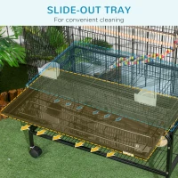 PawHut 52" Bird Cage with Rolling Stand, Toys, for Budgies Canaries Black(m-6)