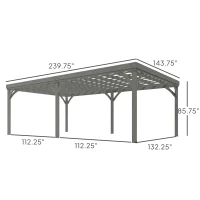 Outsunny 12' x 20' Outdoor Wooden Pergola, Grape Vine Gazebo with Concrete Anchors for Garden, Patio, Backyard, Deck, Gray(m-3)
