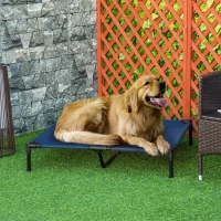 PawHut Elevated Dog Bed, Raised Dog Cot for XL Sized Dogs, Indoor & Outdoor, 36" x 30" x 7", Blue(m-1)