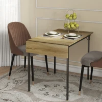 HOMCOM Drop Leaf Folding Dining Table for Small Space, Extendable Kitchen Table for 2 to 4 People, Natural Wood(m-7)