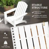 Outsunny Adirondack Chair Patio Muskoka Chair, Outdoor Poplar Wood Fire Pit Chair, Pre-Assembled Backrest Chaise Adirondack with High-back, Large Seat, for Deck, Garden, White(m-5)