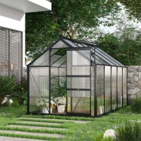 Outsunny 6.2' x 10.3' x 6.6' Outdoor Greenhouse with Walk-in Vent Door for Backyard Garden Gray(m-8)