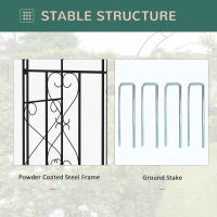 Outsunny 7.6FT Metal Garden Arch with Gate, Garden Arbor Trellis for Climbing Plants, Roses, Vines, Wedding Arch, Black(m-4)