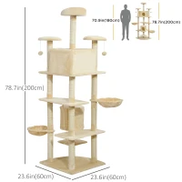 PawHut 79" Scratching Kitten Tree Condo Kitten Scratch Activity Center Toys Beige(m-3)