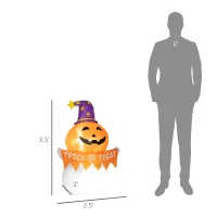 Outsunny 3.4ft Inflatable Halloween Window Sticker Ghost with Orange Face, Blow Up LED  Display for Garden Indoor Outdoor(m-3)