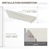 Outsunny 12' x 10' Electric Awning, Retractable Awning, UV Protection Sun Shade Shelter with Remote Controller and Manual Crank Handle for Deck, Balcony, Yard, Cream White(m-6)