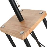 HOMCOM Modern Free Standing Tall Floor Lamp with Linen Style Fabric Shade & 3-Tier Rubberwood Display Shelving(m-9)