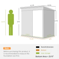 Outsunny 6' x 4' Outdoor Garden Shed, Metal Storage Shed with Lockable Door and Gloves for Backyard Garden Patio, Dark Gray(m-3)