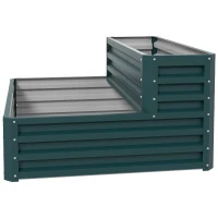 Outsunny 2 Tier Galvanized Raised Garden Bed, Steel Planter Box for Vegetables, Flowers, Herbs, 47" x 40" x 23", Green(m-10)