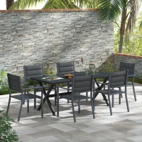 Outsunny 71" Outdoor Dining Table with X Shape Legs, Aluminium Frame Rectangular Darden Table for 6, for Backyard, Black(m-8)