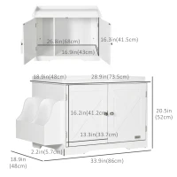 PawHut Hidden Litter Box Enclosure Cat Furniture with Storage, Adjustable Divider, Indoor Pet House Side Table, White(m-3)