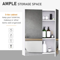 HOMCOM Wall Mount Medicine Cabinet with Mirror, Bathroom Mirror Cabinet Storage Organizer with Adjustable Shelf, Double Door Cupboard, Soft Closing, 23.5" x 29.5", Light Lilac(m-5)