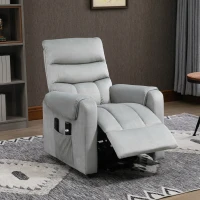 HOMCOM Power Lift Chair, Velvet Touch Upholstered Recliner Chair for Elderly with Vibration Massage, Remote Control, Side Pockets, Grey(m-10)