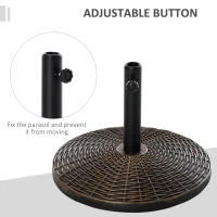 Outsunny 55 lbs Round Cement Patio Umbrella Base 21" Heavy Duty HDPE Parasol Umbrella Stand Holder with Rattan Design for Patio, Outdoor, Backyard, Bronze(m-5)