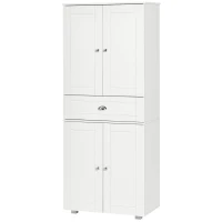 HOMCOM 72" Kitchen Pantry Cabinet, Modern Kitchen Pantry Storage Cabinet with 4 Doors and 3 Adjustable Shelves, White(m-13)