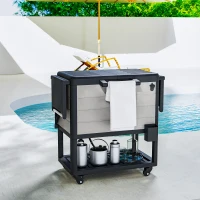 Outsunny 104 Quart Large Capacity Outdoor Cooler Cart, Patio Rolling Ice Chest with Bottle Opener Shelves Wheels, Gray(m-9)