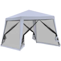 Outsunny 10x10ft Gazebo Tent with Netting Patio Canopy Outdoor Party Activity Sun Shade Garden Sun Shelter, Grey(m-11)