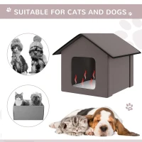 PawHut Heated Cat Houses for Outdoor and Indoor, Portable Kitty Shelter, Waterproof and Insulated, Brown(m-4)