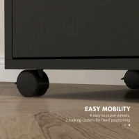 HOMCOM Microwave Cart on Wheels Utility Trolley Storage Sideboard Bookcase with 2-door Cabinet, Black Wood Grain(m-6)