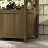 Outsunny Wooden Raised Garden Bed, Planter with Trellis for Vine Climbing and Vegetables, Herbs and Flowers Growing, Carbonized(m-9)