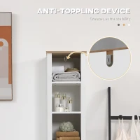 kleankin Bathroom Storage Cabinet with 3 Tier Adjustable Shelf Storage, Linen Tower Enclosed Cabinet for Anti-Toppling Design, White(m-6)