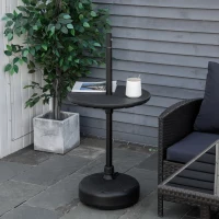 Outsunny 20" Umbrella Table Tray, Easy to Install Table-Top, Round Portable for Swimming Pool, Beach, Patio, Deck, Garden, Black(m-10)