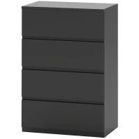 HOMCOM 4 Drawer Chest Storage Cupboard Freestanding Drawer Unit, Black(m-2)