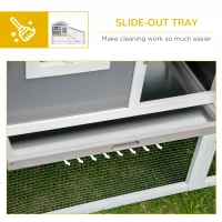 PawHut 59" Wooden Rabbit Hutch, 2 Tier Pet Playpen Bunny House Enclosure with Sunlight Panel Roof, Slide-out Tray, and Ramp, for Rabbits and Small Animals, Grey(m-6)