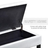 HomCom 44" Tufted Faux Leather Ottoman Storage Bench With Shoe Rack - White(m-7)