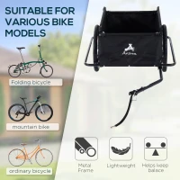 Aosom Bicycle Trailer Bike Cargo Trailer Garden Utility Cart Tool Carrier  with Removable Cover, Red(m-4)
