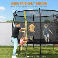 Soozier 8ft Outdoor Trampoline with Net Enclosure, Curved Poles and Safety Pad, ASTM Approved, Black(m-5)
